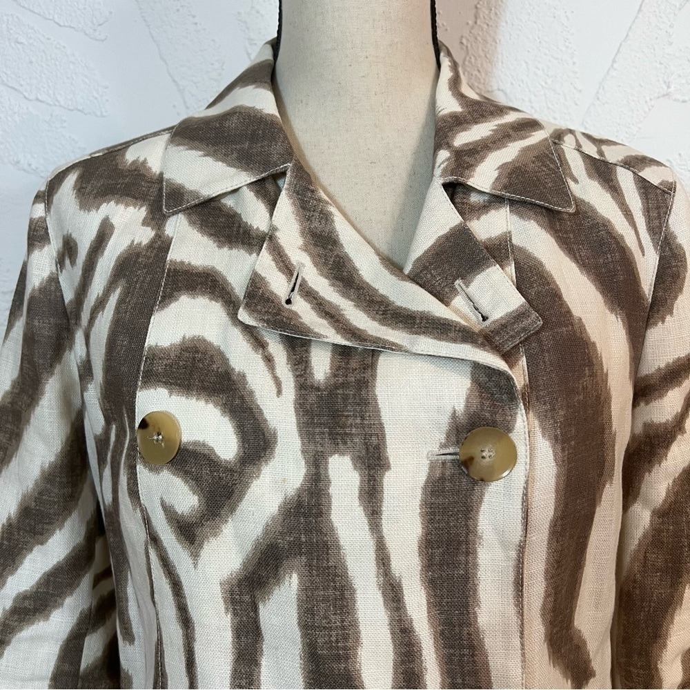 MaxMara Animal Print Linen Jacket Sz-8 - Picture 2 of 7